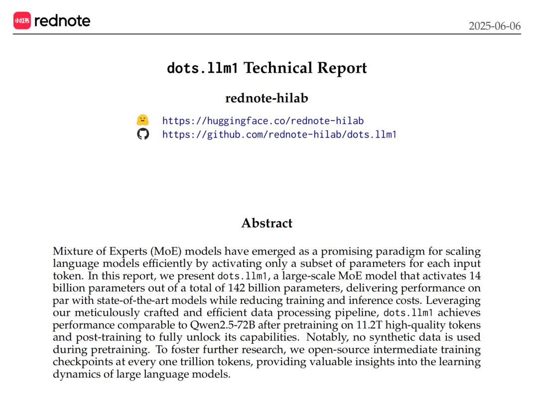 小红书开源首个大模型,中文评测超越DeepSeek-V3