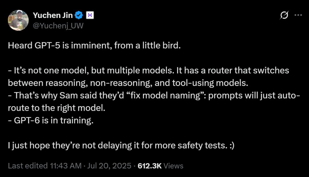 GPT-5两周内发布,内测猛料流出?GPT-6或已开始训练,奥特曼剧透百万GPU