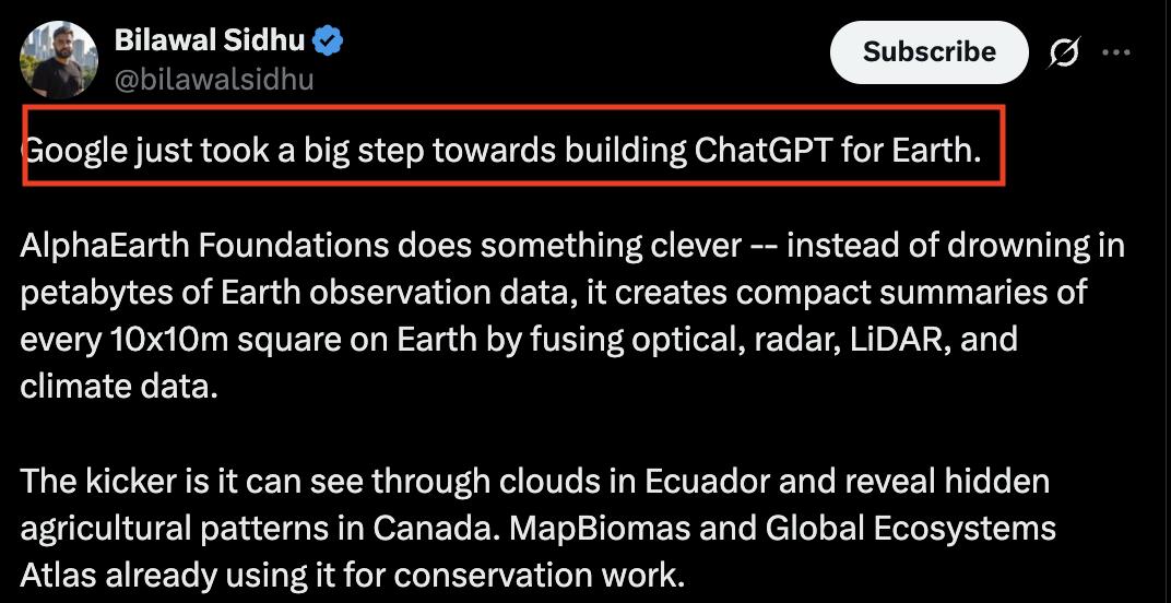 谷歌把整个地球装进大模型,实时观测,按天更新