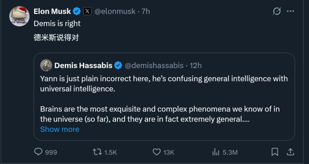 不装了，LeCun哈萨比斯神仙吵架，马斯克也站队了