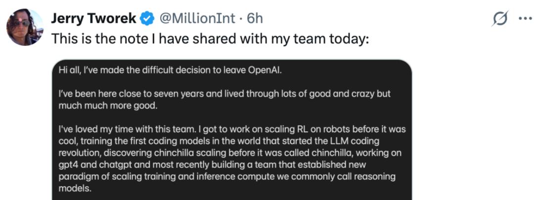 OpenAI推理第一人已离职，7年时间打造了o3/o1/GPT-4/Codex