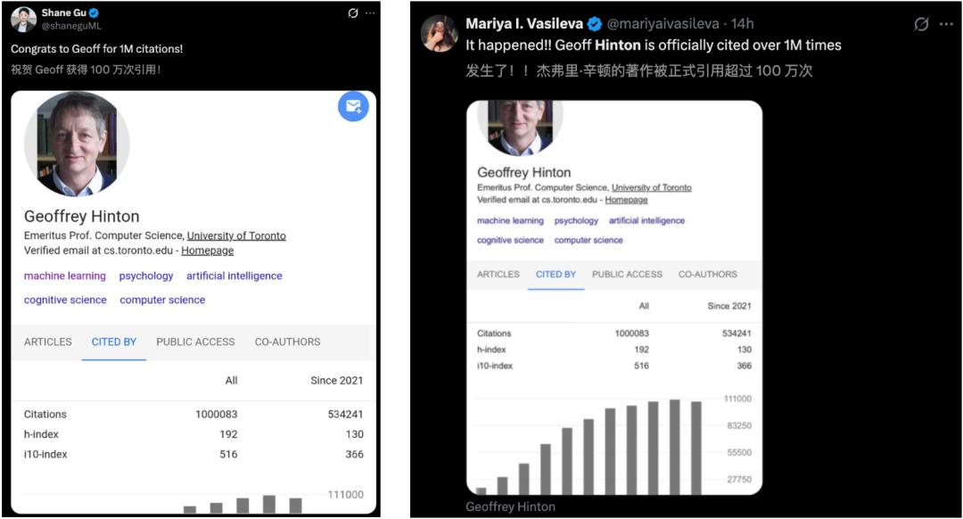 AI教父Geoffrey Hinton，全球第二个百万引用科学家