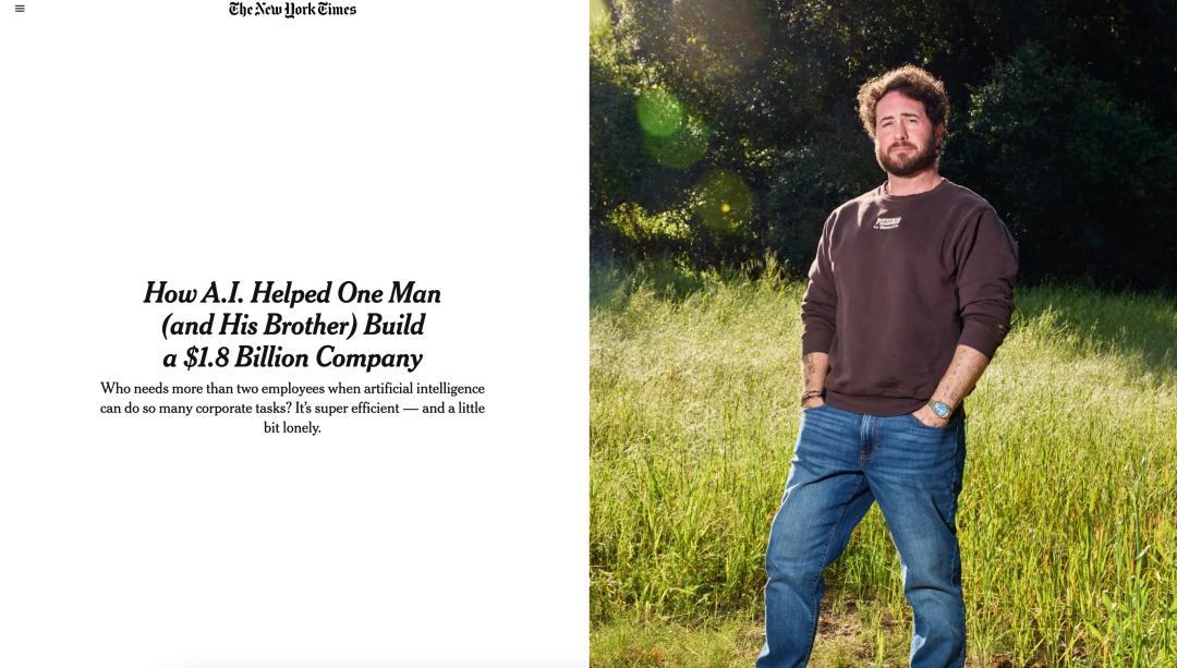 一人干翻2000人大厂，41岁程序员靠AI年入4亿美元，奥特曼：我想见他