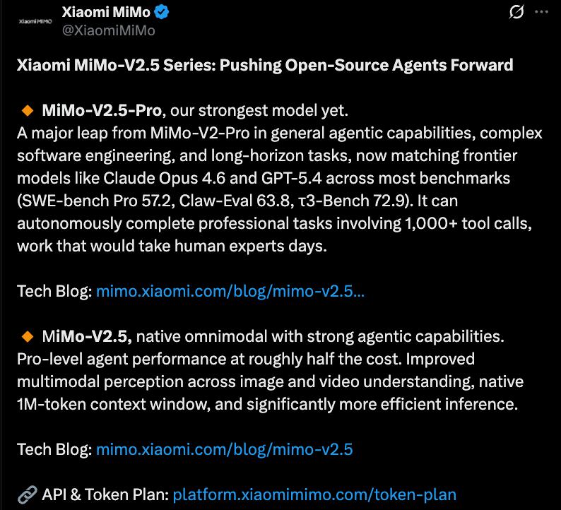 DeepSeek V4发布前，罗福莉亮剑，小米最强大模型MiMo-V2.5深夜突袭