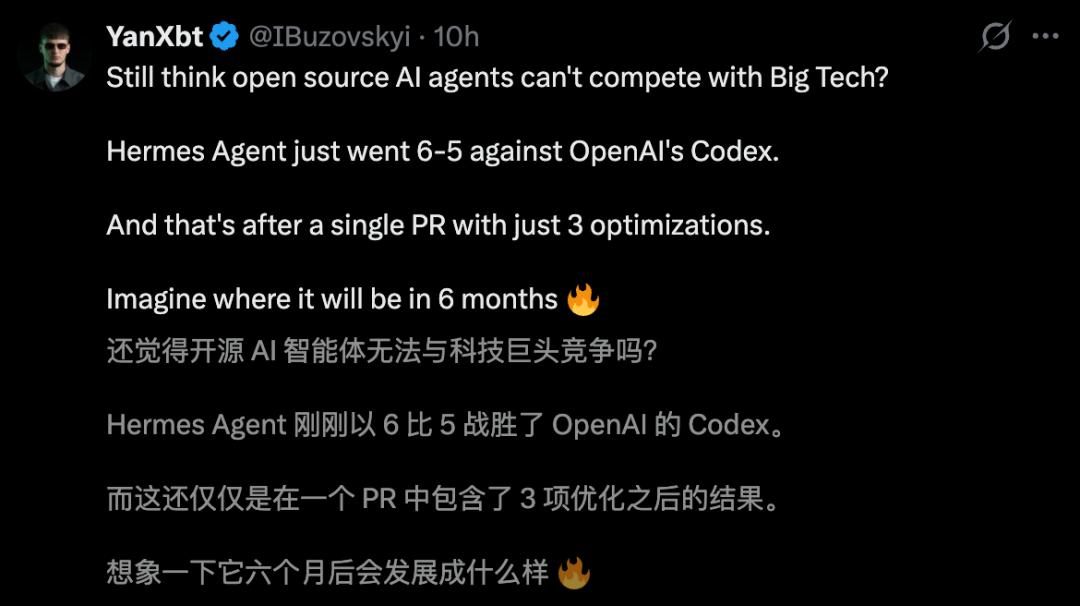Python逆天改命,开源Hermes首次击败OpenAI Codex