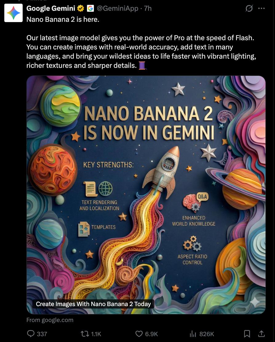 Nano Banana 2免费上线，超Pro版本100分登顶竞技场，API价格还对半砍了